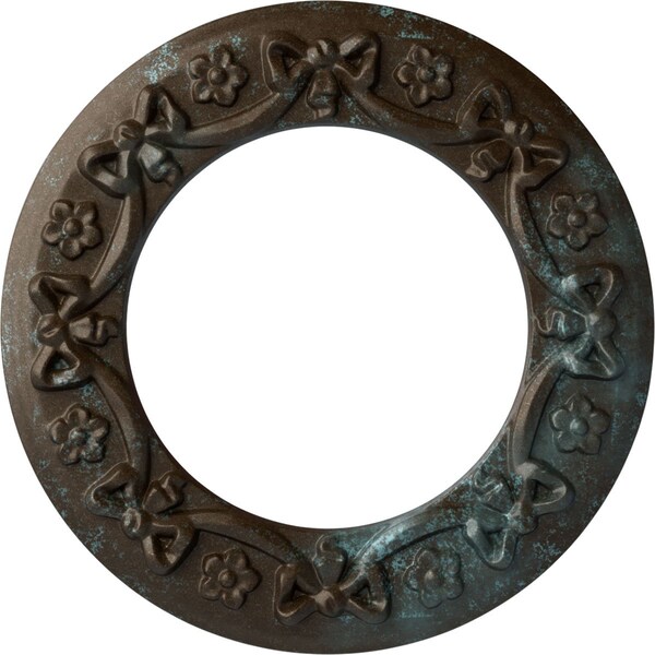 Ekena Millwork Ribbon with Bow Medallion (Canopies up to 7 1/2"), 12 1/4"OD x 7 1/2"ID x 7/8"P, Bronze Blue Patina CM12RIBBS - main